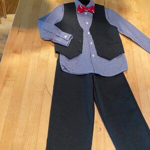 Little boys dark blue Nautica suit with vest and bowtie